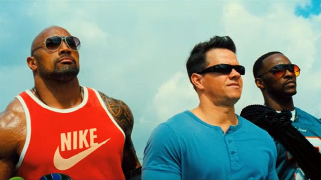 Pain & Gain the Rock Mark Wahlberg and Anthony Mackie