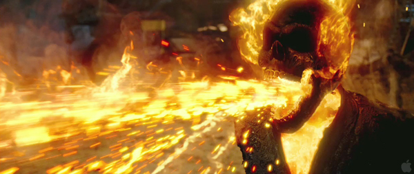 Ghost Rider 2: Spirit of Vengeance the rider spits back bullets