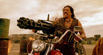 Machete with motorcycle gun
