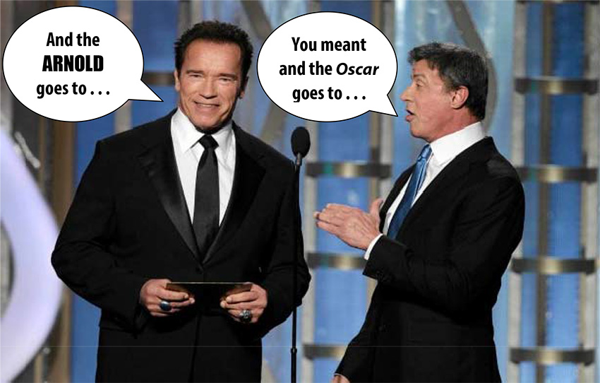 Arnold Schwarzenegger and Sylvester Stallone host the Oscars