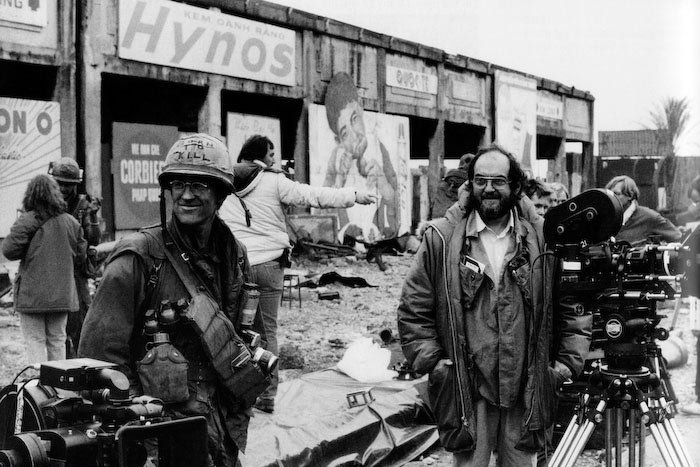 a photo of Stanley Kubrick filming Full Metal Jacket during the Vietnam part of the film
