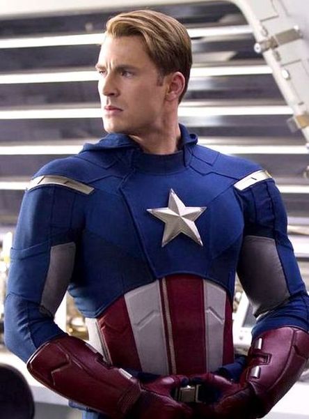 Chris Evans as Captain America in costume