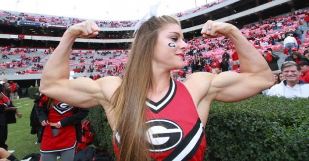 cheerleader with big biceps