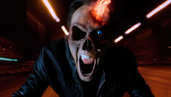 Ghost Rider Spirit of Vengeance Nicolas Cage's face morphing into the Rider