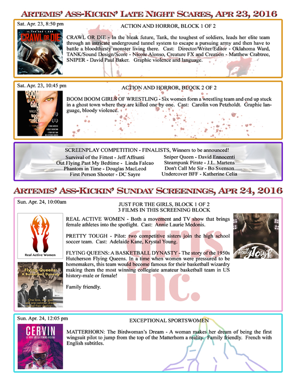 Artemis Women in Action Film Festival 2016 Program page 8