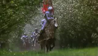 Excalibur cherry blossoms scene of knights riding to O Fortuna