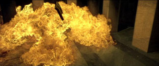 The Matrix movie elevator bomb fire