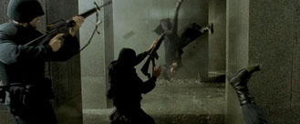 The Matrix movie gun battle