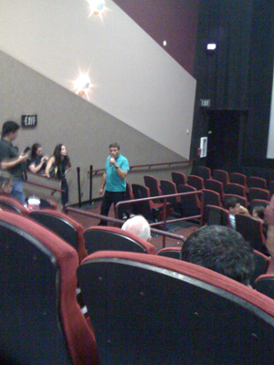 Steven Bauer talks to the audience at AMC Sunset Place in Miami during August 31 2011 showing of Scarface