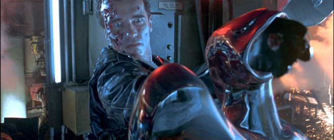 the Model 101 punches through the head of the T-1000 in Terminator 2