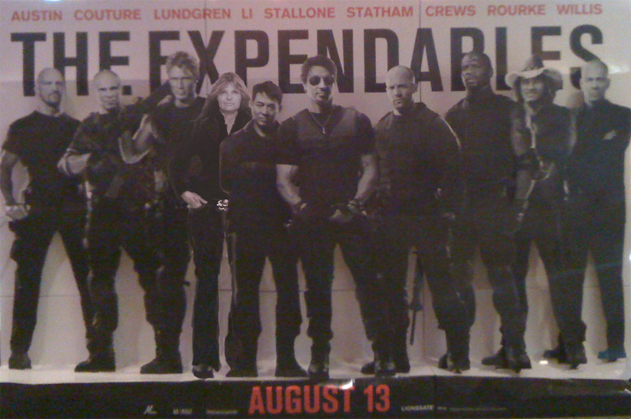 photo of The Expendables lobby card display with the action movie freak Photoshopped into the cast :D