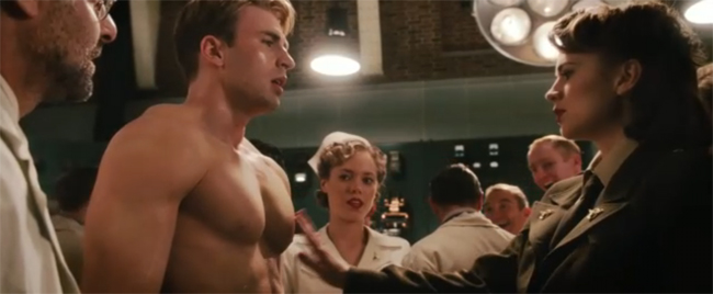 touching Captain America's chest