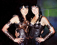 Lucy Lawless and stunt double Zoe Bell as Xena Warrior Princess
