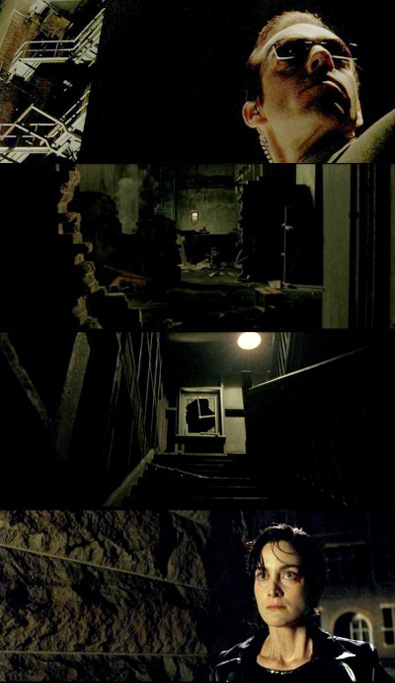 matrix-collage_fire escape_wyeth-look painting_broken mullions like hands of a clock_trinity determined to escape