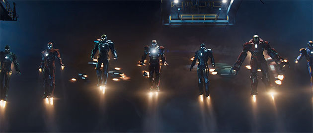 Iron Man 3 many suits flying
