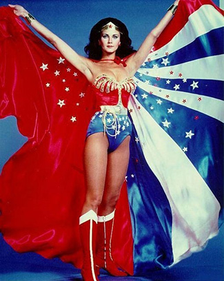 Wonder Woman TV show with Lynda Carter and red white and blue cape